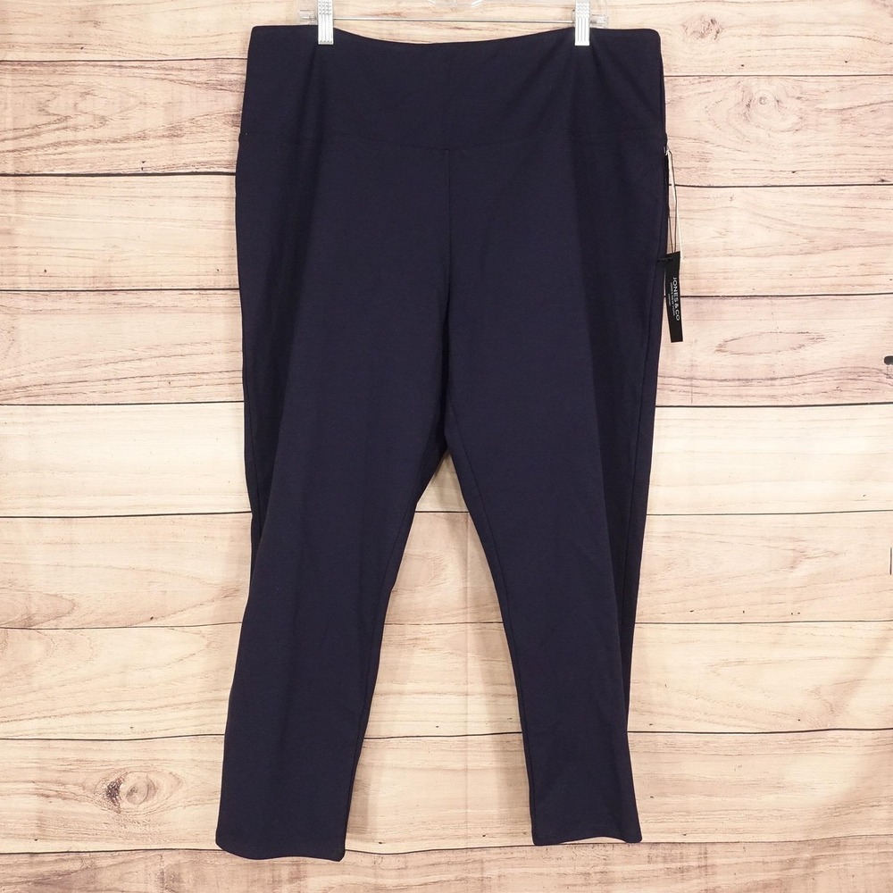 New! Jones New York Pants Womens 3X Blue Cropped Tummy Control Stretch Knit
